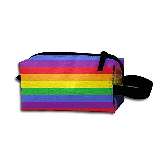 HAIDILUN LGBT Gay Pride Rainbow Stripes Portable Multifunction Cosmetic Bag Handbag Organizer With Zipper For Travel Women