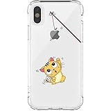 iPhone X Case, JAHOLAN Amusing Whimsical Design Clear Bumper TPU Soft Case Rubber Silicone Skin Cover for Apple iPhone X - Cat Fishing