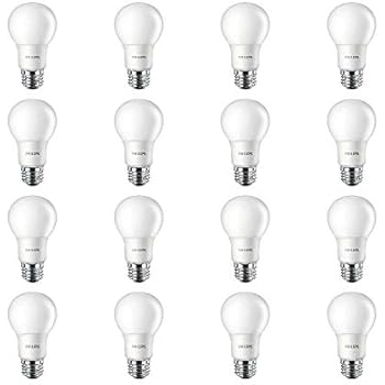 Philips LED Non-Dimmable A19 Frosted Light Bulb: 450-Lumen, 2700-Kelvin, 6.5-Watt (40-Watt Equivalent), E26 Medium Screw Base, Soft White, 16-Pack