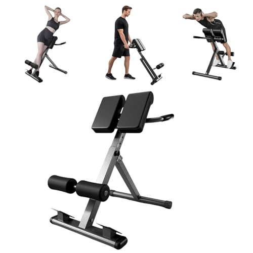 Hyperextension Bench Roman Chair, Adjustable Back Extension Machine for Glute, Foldable Multi-Function Workout Equipment for Home Gym Fitness