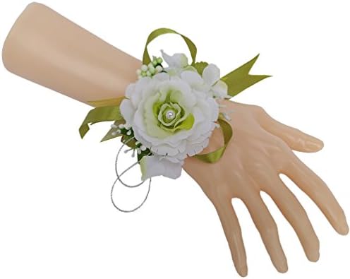 Steen Pack of 1- (Light green) Bridesmaid Wrist flower Bridal Wrist Corsage - for Wedding Prom Party