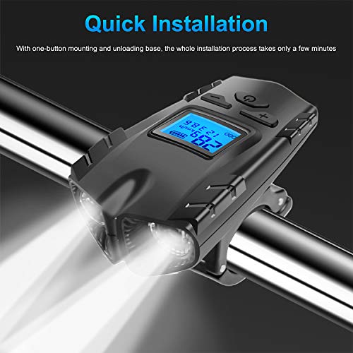 VLOXO Wireless Bike Speedometer with LED Bike Light, USB Rechargeable