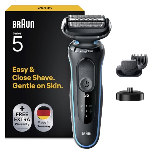 Braun Series 5 Rasierer Herren Elektrisch, Elektrorasierer mit EasyClick Barttrimmer Aufsatz, Ladestation, EasyClean Rasierapparat, Trockenrasierer, Wasserdicht