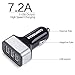Configear Car Charger, 3 Port 7.2A Full Speed Rapid Charging Powerful Smart USB Car Charger Adapter for Samsung
