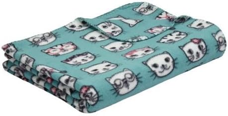 Cozy Printed Fleece Throw Blanket - Assorted Designs &amp; Colors (Cat Emoji)