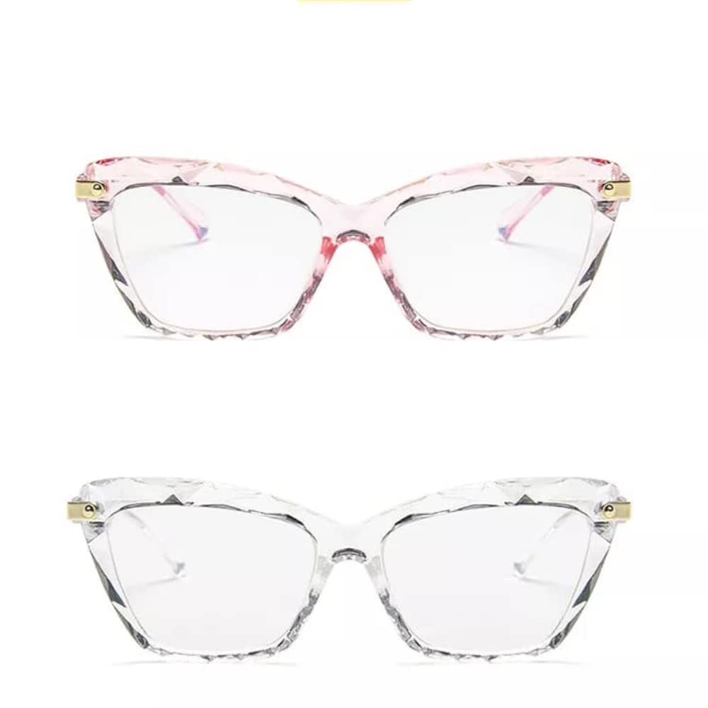 Aromabelle™ | TWO-PACK GLASSES | Blue-Light Blocking | Helps Reduce Eye Strain and Sleep Disturbance | PINK and CLEAR Colours