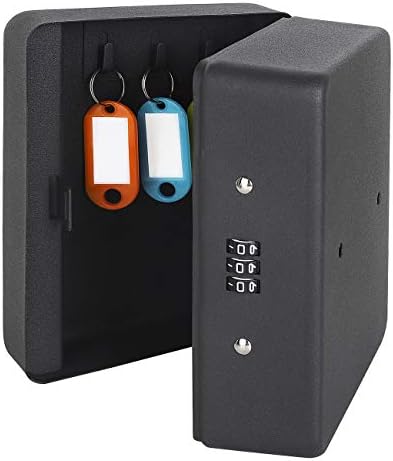 Tenfa キーボックス 6キー ボックスキー 壁掛け 12か月品質保証 3桁 暗証番号 ダイヤル式キーボックス 小型 鍵管理 オフィス 家庭 専用キーホルダー付き インテリア オシャレ 日本語説明書付 ブラック