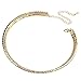 Stuffwholesale Gold Plated Crystal Rhinestone Choker Necklace Double Rows Cup Chain Women Jewelry (Gold )