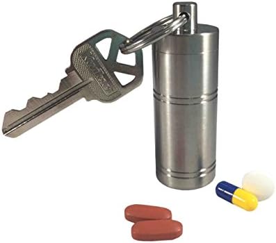 Titanium Medium Single Chamber Waterproof, Airtight, Smell Proof Keychain Pill Fob Medication Storage Container Case (Polished)