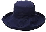Scala Women's Cotton Big Brim Ultraviolet Protection Hat with Inner Drawstring, Navy, One Size