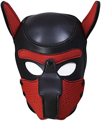 Unisex Rubber Full Face Pup Play Mask Hood Novelty Cosplay Costume Animal Dog Head Masks Toys