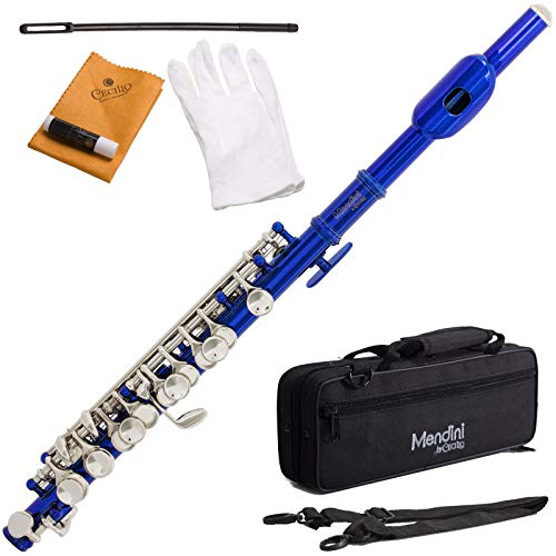 Mendini by Cecilio C Piccolo, Blue with Nickel Plated Keys, MPOBLN