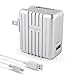 iPhone 8/ 8 Plus/ X ELEPHAS [Qualcomm Certified 2.0] 18W Fast Charger USB Wall Mains Plug Power Adapter with USB Cable, Anti-Overheat and 20000 hours Life-time, Silver (Retail Packaging)