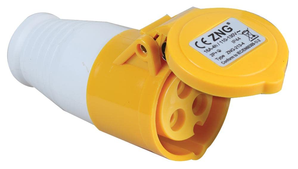 PRO ELEC 32A 110V Industrial Cable Mount CEE Socket, 2P+E, Yellow, IP44 – PELB0119