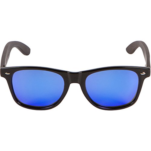 WOODIES Ebony Wood Sunglasses with Blue Mirror Lenses