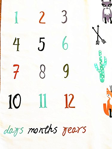 Baby Milestone Blanket Thin Newborn Infant Monthly Photo Prop Fox Backdrop First Year 0-3 Months, 3-6, 6-9, 9-12 Photography Boy & Girl Age Monthly New Mom Baby Shower Gift