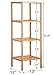 Finnhomy Natural Bamboo Shelf Wood 4 Tier Bathroom Shelf Unit Tower Bookshelf Multifunctional Storage Rack Display Shelving Unit Free Standing Rack for Plants
