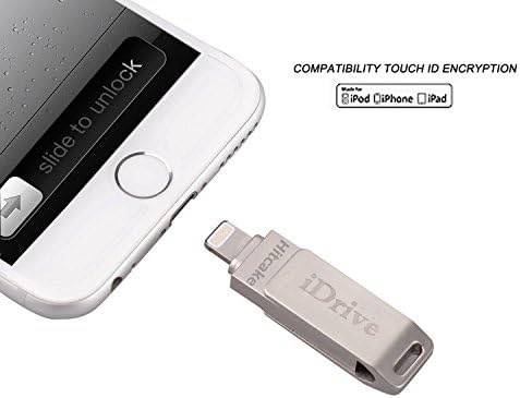 iPhone Flash Drive 32GB, Hitcake Touch ID Encryption Memory Expansion USB OTG High Transfer Speed External Storage for iPad iPod MacBook Laptop IOS Divice Sliver ...