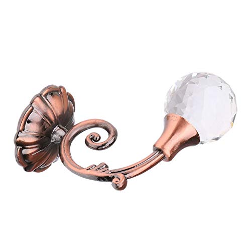 Quaanti 2Pcs Glass Crystal Curtain Holder,Wall Mounted Metal Curtain Holdbacks,Window Tie Back Clips Wall Hook Tassel Holder Curtain Holdbacks Tassel Multi Use Wall Hook Coat Hanger (Rose Gold)
