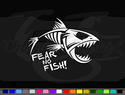 Fear No Fish Vinyl Window Decal 12" Inch White - by Unique Graphix