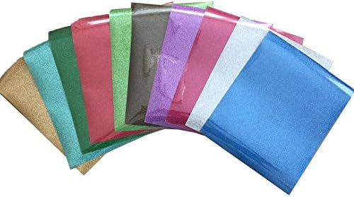 Glitter Heat Transfer Vinyl (HTV) 12 Color Starter Pack - 12" x 10" Great for all of your custom fabric projects by The Crafty Shark