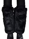 Simplicity Women's Winter Faux Fur Leg Warmers Fuzzy Boots Cuffs Cover, Black