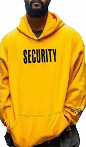RRINSINS Men Loose Hooded Purpose Tour Printed Autumn Loose Sweatshirt Yellow L