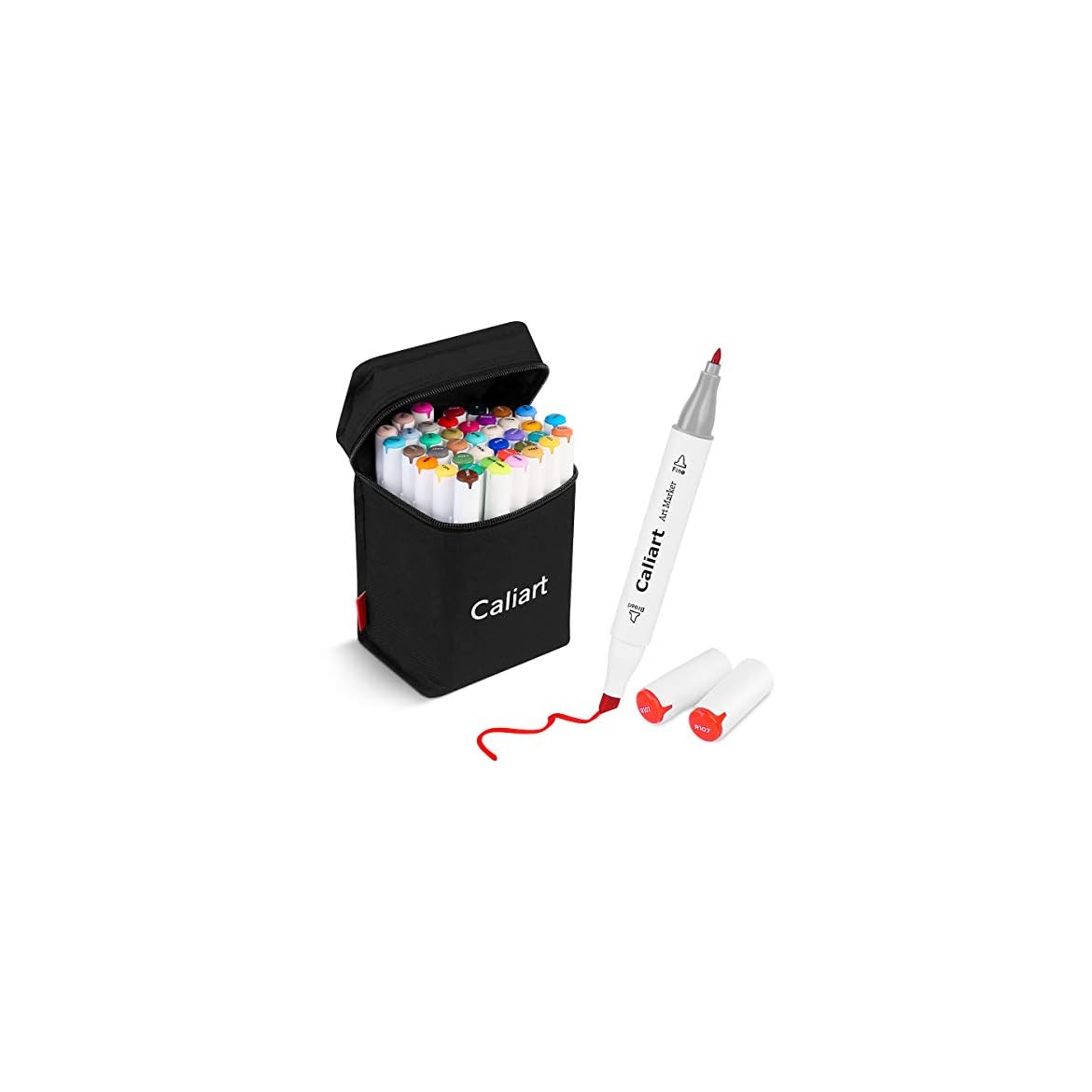 Caliart 40 Colors Dual Tip Art Markers Permanent Alcohol Based Markers