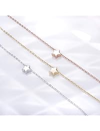S.Leaf Tiny Star Necklace Sterling Silver Dainty Necklace Gold Necklaces for Women
