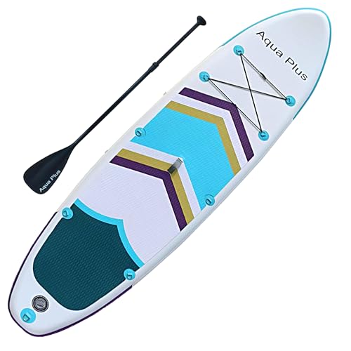Aqua Plus 15cm Thick Inflatable SUP for All Skill Levels Standing Paddle Board, Paddle, Pump, ISUP Travel Backpack, Leash, Shoulder Strap