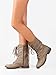 Breckelle Georgia Vegan Leather Lace Up Round Toe Womens Motorcycle Boots