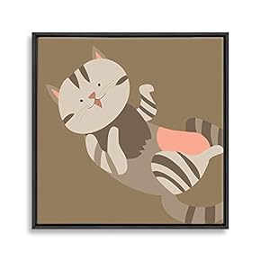 Framed Canvas Wall Art for Living Room, Bedroom Cute Cartoon Cats Canvas Prints for Home Decoration Ready to Hanging - 16x16 inches