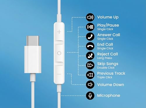 2 Packs USB C Headphones for iPhone 17/16/15 Pro Max Plus Type C Earphones with Microphone & Remote Noise Cancelling Earbuds for iPhone 17/16/15 Pro, iPad, Galaxy S23/S22/S21/S20/Ultra Note 10/20