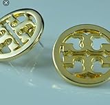 Trendy T Round Earrings Studs Gold