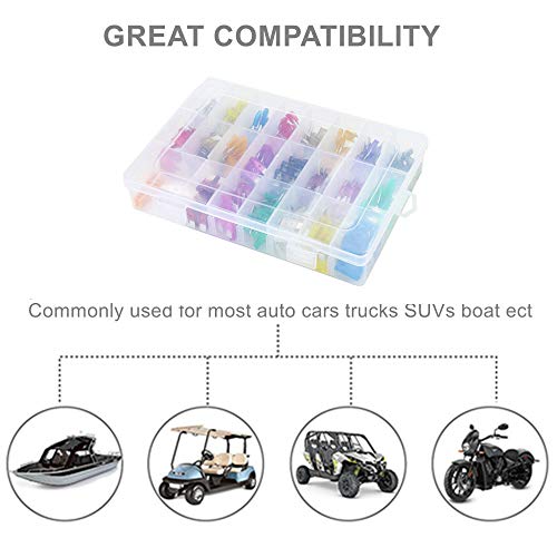 242pcs Auto Car Blade Fuses Standard & Small Size Assorted Sets 2A 3A 5A 7.5A 10A 15A 20A 25A 30A 35A 40A, OUHL Mini Automotive Replacement Fuse Assortment Kit with Puller for Boat RV SUV