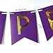 Happy Birthday Bunting Banner Purple Birthday Party Decorations Set Purple Gold White Tissue Paper Pom Poms Paper Flowers and Set of Shiny Purple Foil Fringe Curtain