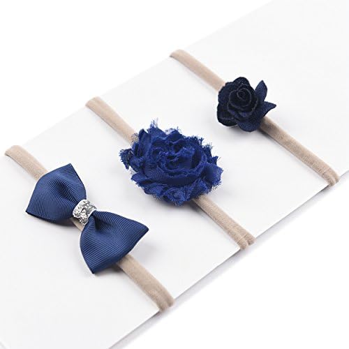 Baby Girl Flower Headband | Nylon Hair Bands - Soft Elastic Design Set of 3 (Style 5)