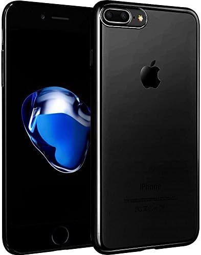iPhone 7 Plus Case, Premium Soft TPU Electroplated Cover (Black)