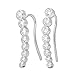 Sterling Silver 925 Gold/Rose Gold Bezel-set Zirconia Curved Bar Ear Climber Crawler Cuff Studs Hypoallergenic Earrings