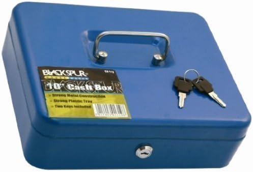 STRONG METAL CONSTRUCTED CASH BOX WITH PLASTIC TRAY 10Inches WITH TWO KEYS