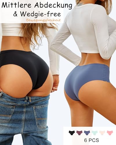 Sth Big Unterhosen Damen Nahtlose Hohe Taille Seamless Slips Damen High Waist Unterwäsche Frauen Bequem Hipsters Pantys Ohne Abzeichnen Taillenslip Nahtlos Underwear Women Slips Mehrpack 6 thumbnail 3
