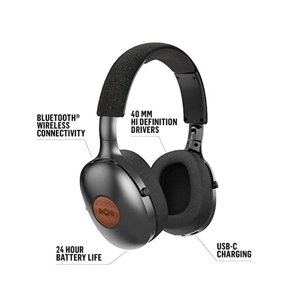 Marley Positive Vibration XL Cuffie Wireless, Auricolari Bluetooth Over-Ear  Senza Fili, Suono Profondo e Avvolgente, Durata Batteria 24 Ore, Microfono  Incorporato e Comandi di Volume, Nero - Cuffie Hi-Fi