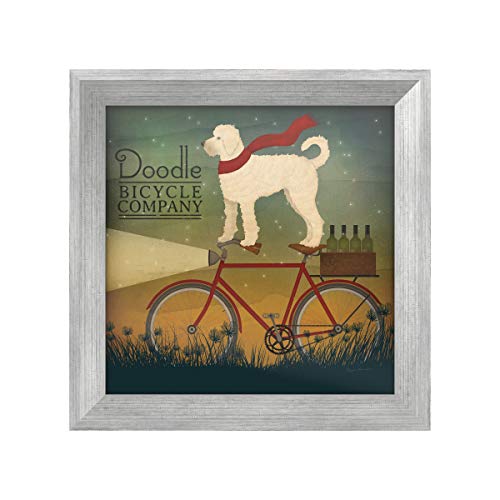 Trademark Fine Art White Doodle on Bike Summer by Ryan Fowler, Silver Frame 16x…