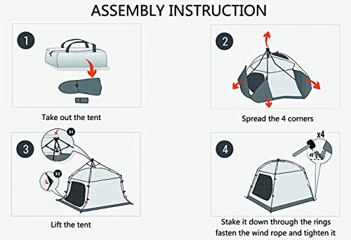 LETHMIK Camping Tent, Automatic Portable Pop-Up Tent, 2-3person, 30 Seconds Easy Set up, Lightweight Tent for Camping Outdoor Hiking with Travel Climbing with Carry Bag, Orange