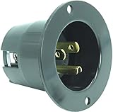 Journeyman-Pro 5278 15 Amp 120-125 Volt, NEMA 5-15 Flanged Inlet, Black Commercial Grade, 2 Pole-3 Wire, Straight Blade Plug Charger Receptacle