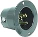 Journeyman-Pro 5278 15 Amp 120-125 Volt, NEMA 5-15 Flanged Inlet, Black Commercial Grade, 2 Pole-3 Wire, Straight Blade Plug Charger Receptacle