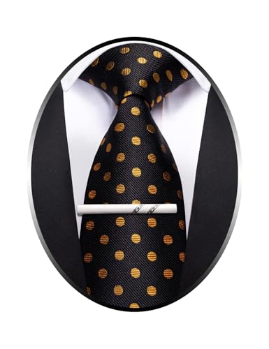 Barry.Wang シルクネクタイ ブラックオレンジの商品画像