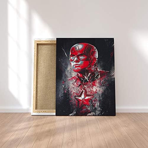 52 North Red and Black Captain America Marvel Avengers Endgame scene Framed Canvas Print Wall Art (A2)