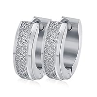 TraveT 12MM Stainless Steel Small Hoop Earrings for Men Women Huggie Earrings Fashion Tiny Ear Studs Jewelry Gift