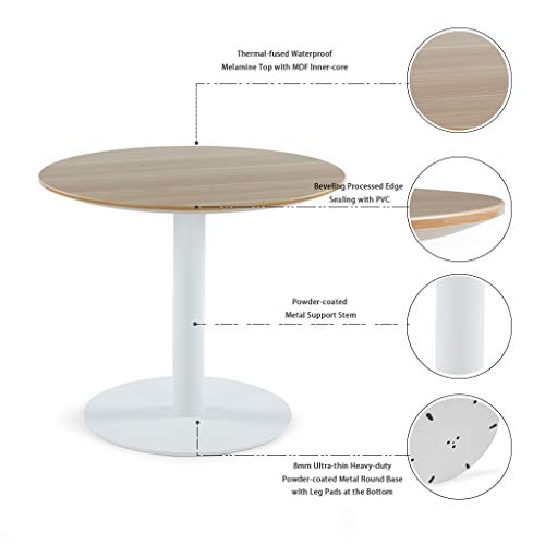 Sunon Round Cafe Table,Small Pedestal Table for Pub/Conference/Living Room (27.5" x 23.6" Height, Virginia Walnut)